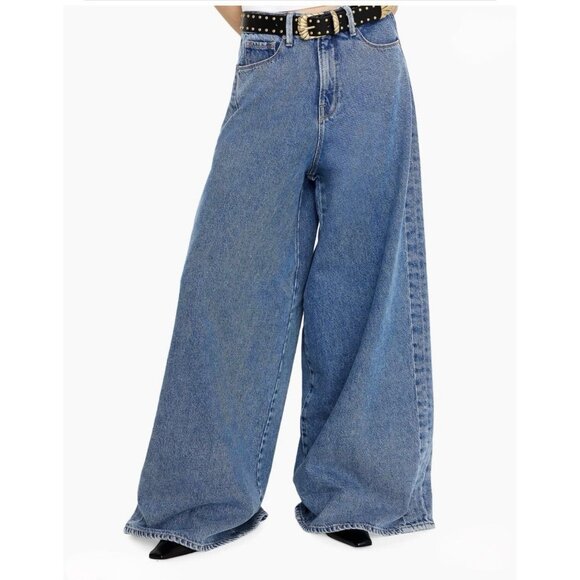 Good American Denim - Good American Paneled Wide Leg Jeans in Indigo Palazzo 28x33 NWT